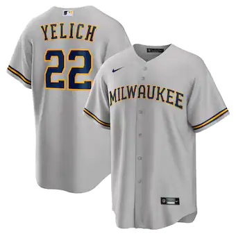 mens nike christian yelich gray milwaukee brewers alternate